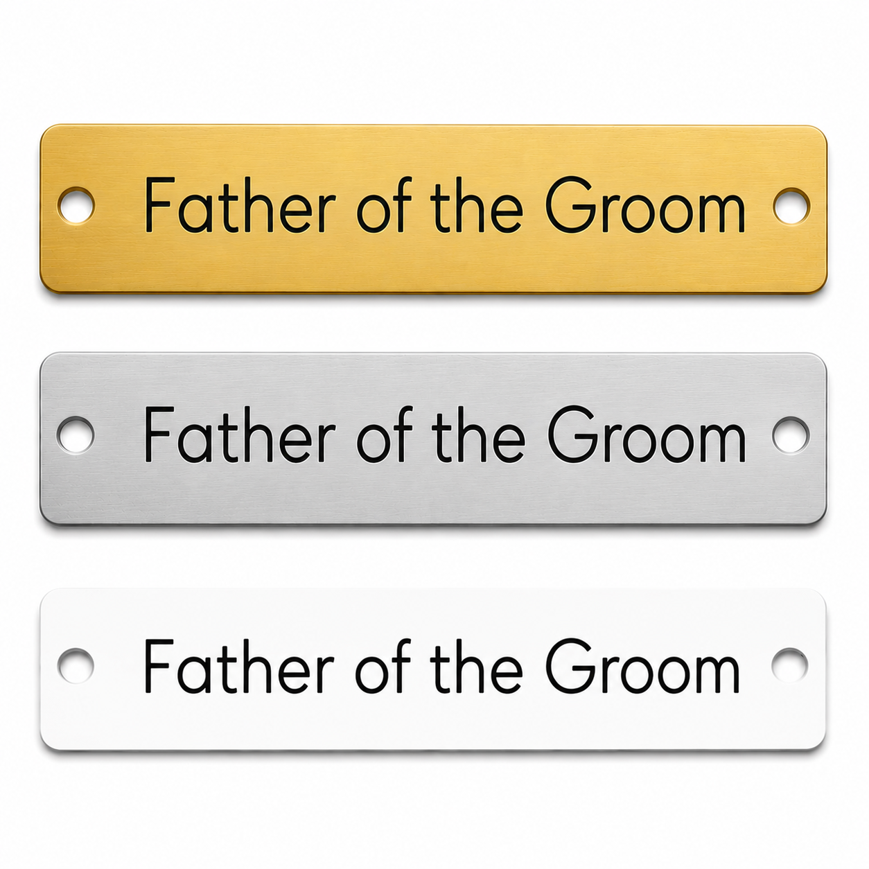 Ορθογώνιο Στοιχείο Βραχιολιού Bachelor & Groom Party – Χρυσό Ματ, Ασημί Ματ & Λευκό Plexiglass | 10 Τεμ.