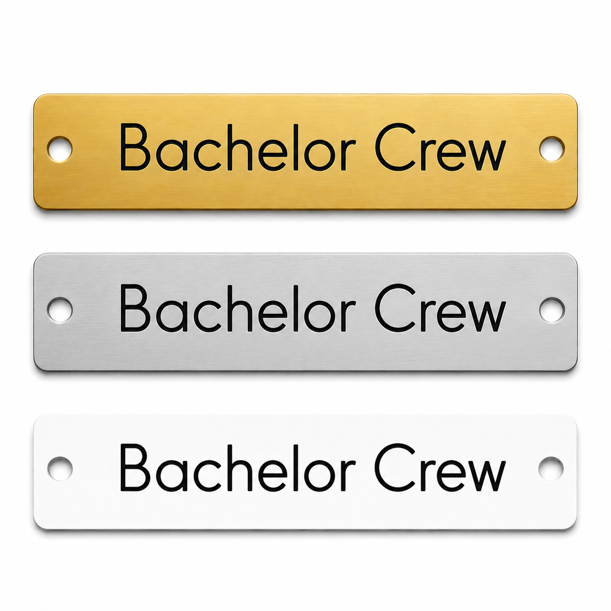 Ορθογώνιο Στοιχείο Βραχιολιού Bachelor & Groom Party – Χρυσό Ματ, Ασημί Ματ & Λευκό Plexiglass | 10 Τεμ.