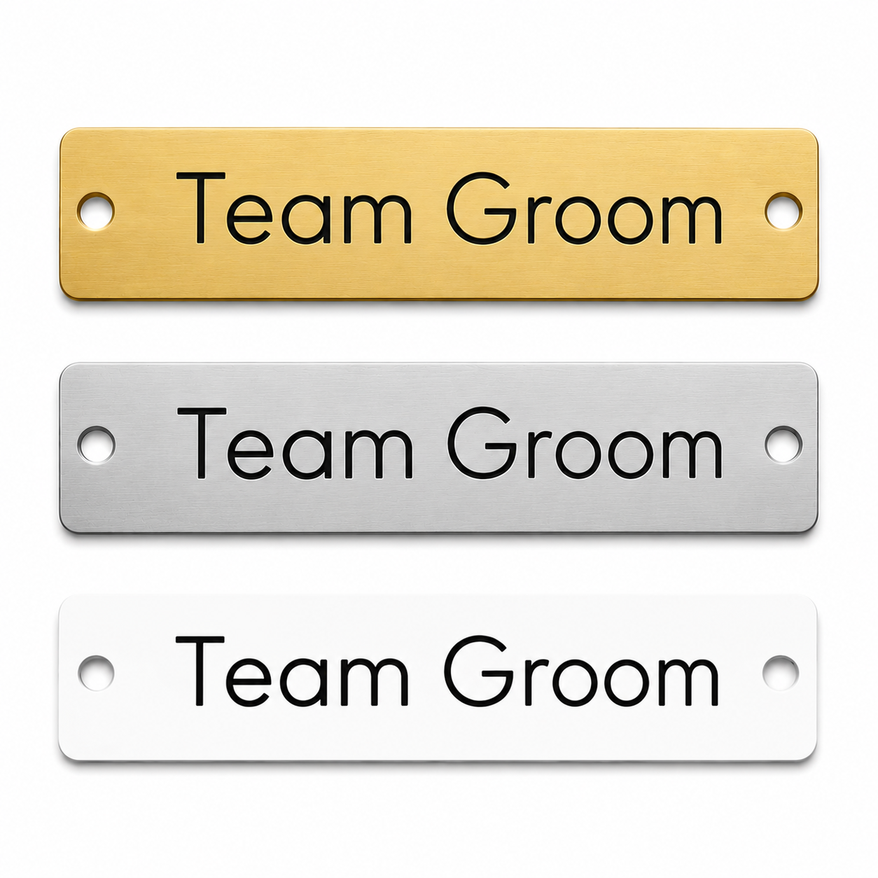 Ορθογώνιο Στοιχείο Βραχιολιού Bachelor & Groom Party – Χρυσό Ματ, Ασημί Ματ & Λευκό Plexiglass | 10 Τεμ.
