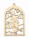 Snowman Winter Scene laser cut DIY Christmas ornament από So Cute Cut, χριστουγεννιάτικο διακοσμητικό στοιχείο με χιονάνθρωπο σε χειμωνιάτικο τοπίο για γούρια και DIY κατασκευές.