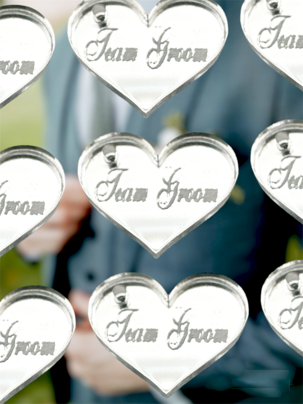 Πλεξιγκλάς καρδιά με χάραξη Team Groom 1,5Χ2 εκατοστών, σε συσκευασία 10 τεμαχίων - So Cute Cut