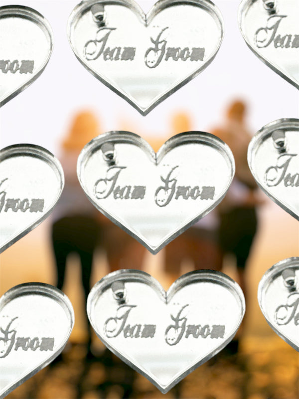 Πλεξιγκλάς καρδιά με χάραξη Team Groom 1,5Χ2 εκατοστών, σε συσκευασία 10 τεμαχίων - So Cute Cut