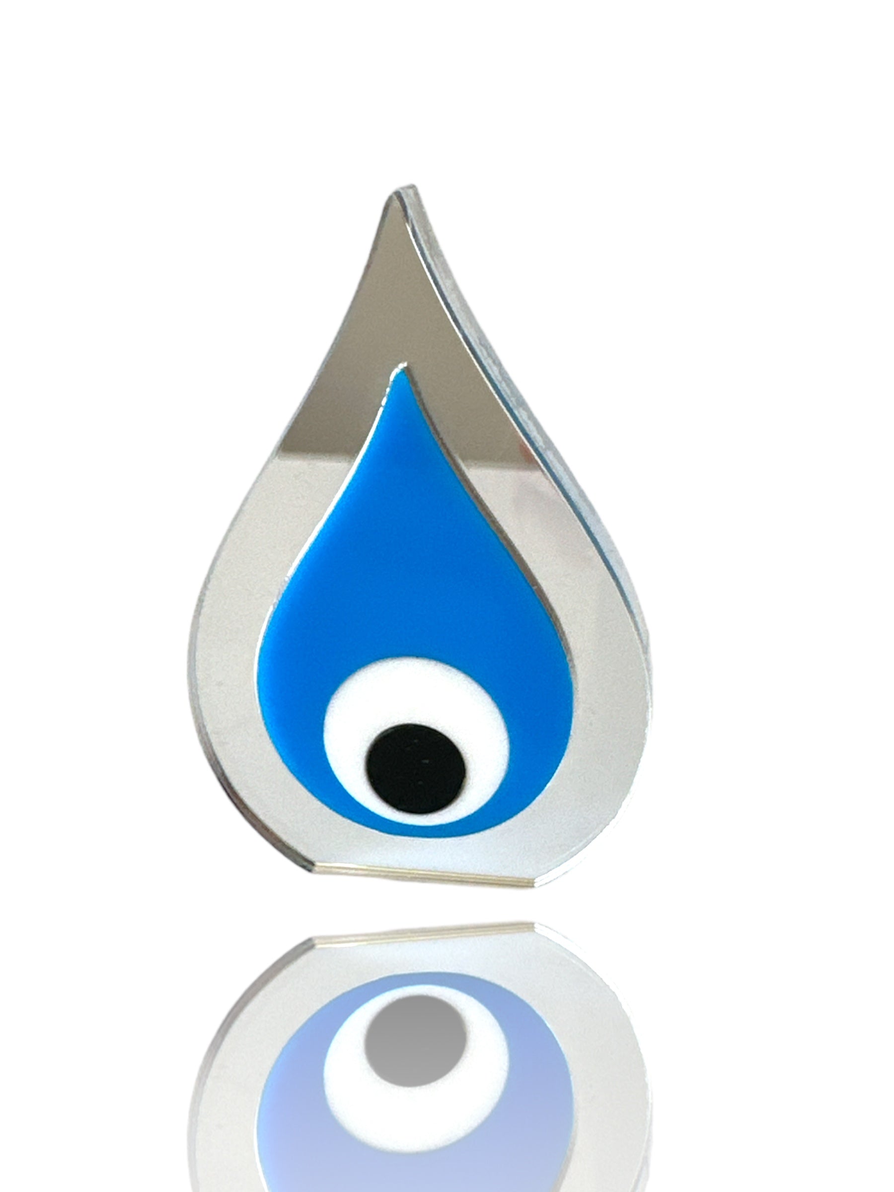 Χειροποίητο επιτραπέζιο ματάκι drop από πλεξιγκλάς καθρέφτη σε μοντέρνο σχέδιο, διαστάσεων 10,5×7 εκ.