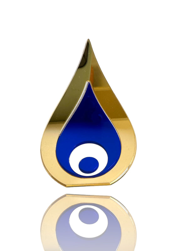 Χειροποίητο επιτραπέζιο ματάκι drop από πλεξιγκλάς καθρέφτη σε μοντέρνο σχέδιο, διαστάσεων 10,5×7 εκ.