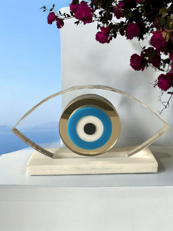 Γούρι διάφανο πλεξιγκλάς μικρό οβάλ μάτι σε βάση - So Cute Cut
