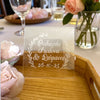 Plexiglass διάφανο σουβέρ με χάραξη ονομάτων & ημερομηνίας – Στοιχείο μπομπονιέρας γάμου