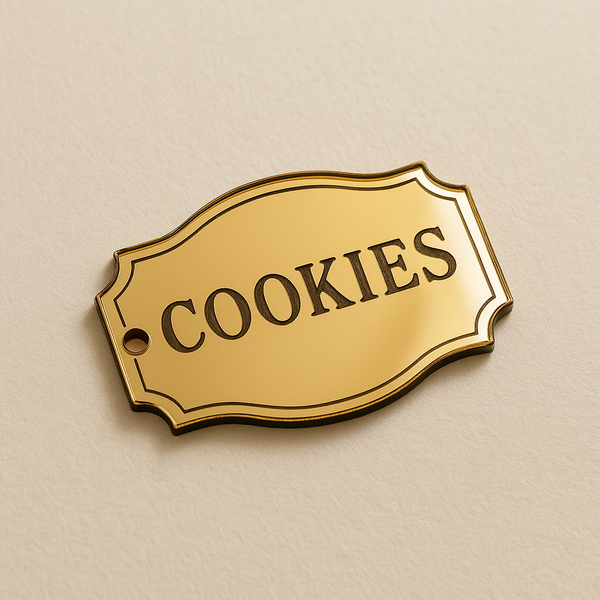 Ετικέτα τύπου bakery με χάραξη “COOKIES” από χρυσό καθρέφτη – So Cute Cut rustic tag