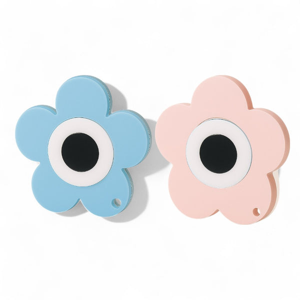 Λουλούδι από plexiglass με μάτι σε baby pink και blue – μπομπονιέρα βάπτισης

