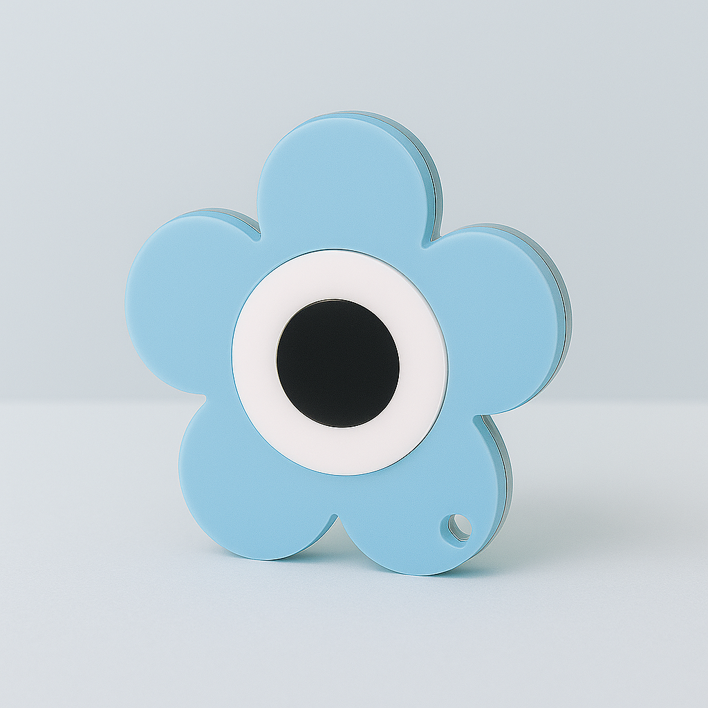 Λουλούδι από plexiglass με μάτι σε baby pink και blue – μπομπονιέρα βάπτισης

