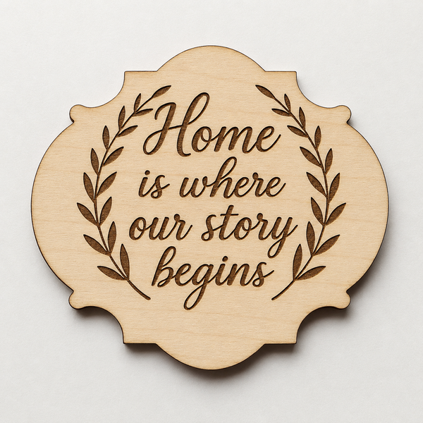 Home is where our story begins – Ξύλινη Πινακίδα Μπομπονιέρας  , σετ 10 τεμαχίων