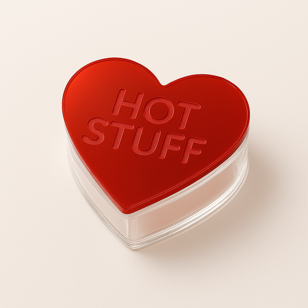 Διάφανο κουτί καρδιά με παστέλ ματ πλεξιγκλάς επικάλυψη και candy-style χάραξη.