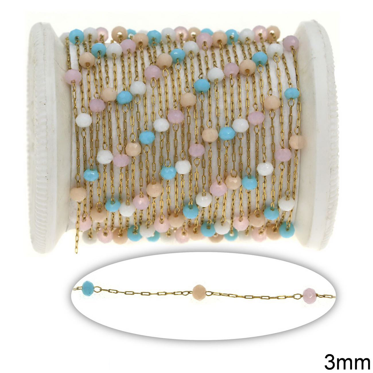 Αλυσίδα Ατσάλινη Ροζάριο με Χάνδρα Ταγιέ 3.3mm σε συσκευασία 2 μέτρων - So Cute Cut