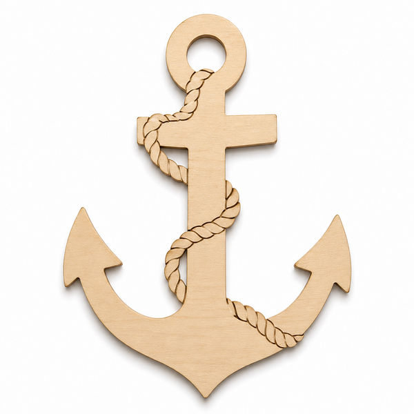Anchor with Rope laser cut διακοσμητικό στοιχείο άγκυρα με σχοινί από MDF, ακρυλικό και χρυσό καθρέφτη για DIY και μπομπονιέρες | So Cute Cut