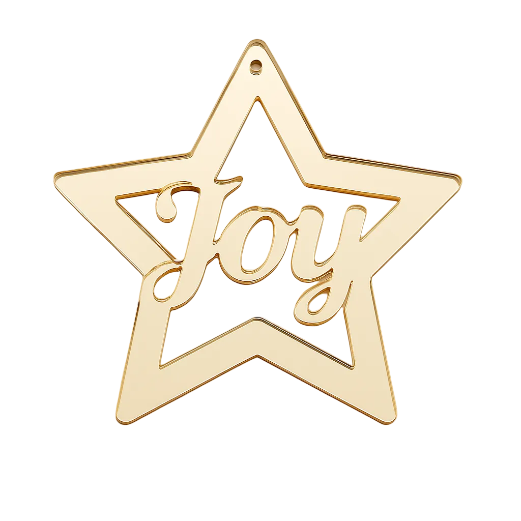 Κρεμαστό αστέρι από χρυσό καθρέφτη με λέξη Joy – So Cute Cut