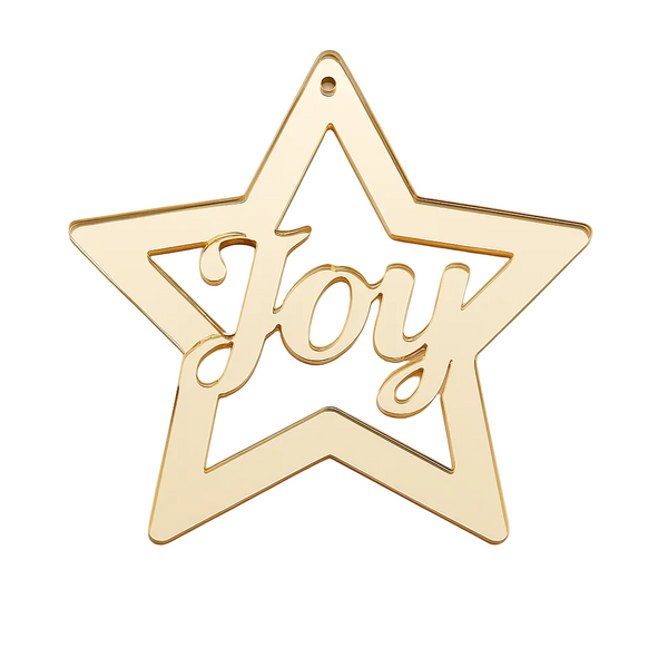 Κρεμαστό αστέρι από χρυσό καθρέφτη με λέξη Joy – So Cute Cut