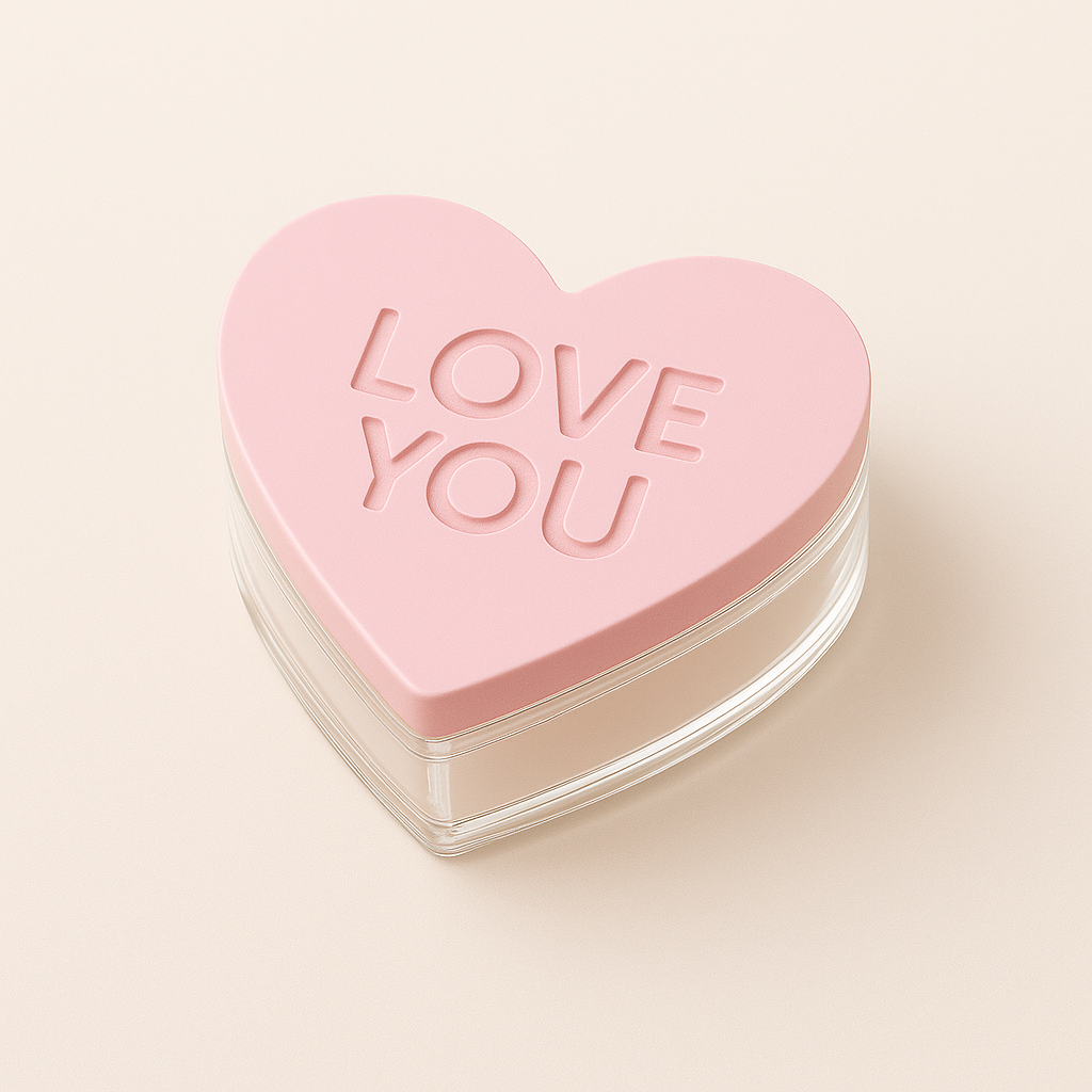 Διάφανο κουτί καρδιά με παστέλ ματ πλεξιγκλάς επικάλυψη και candy-style χάραξη.