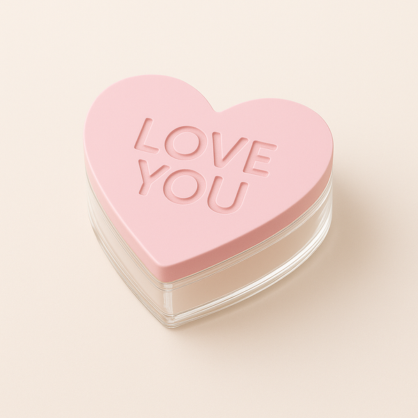 Διάφανο κουτί καρδιά με παστέλ ματ πλεξιγκλάς επικάλυψη και candy-style χάραξη.