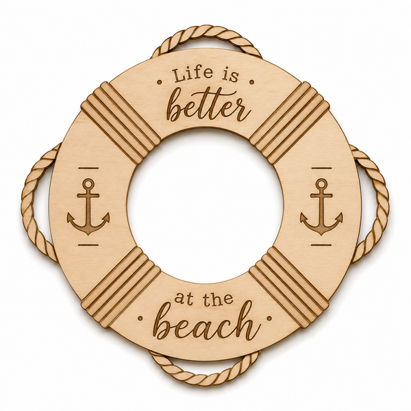 Beach Lifebuoy Sign διακοσμητικό σωσίβιο από MDF για beach house διακόσμηση, summer crafts και ναυτικές δημιουργίες | So Cute Cut