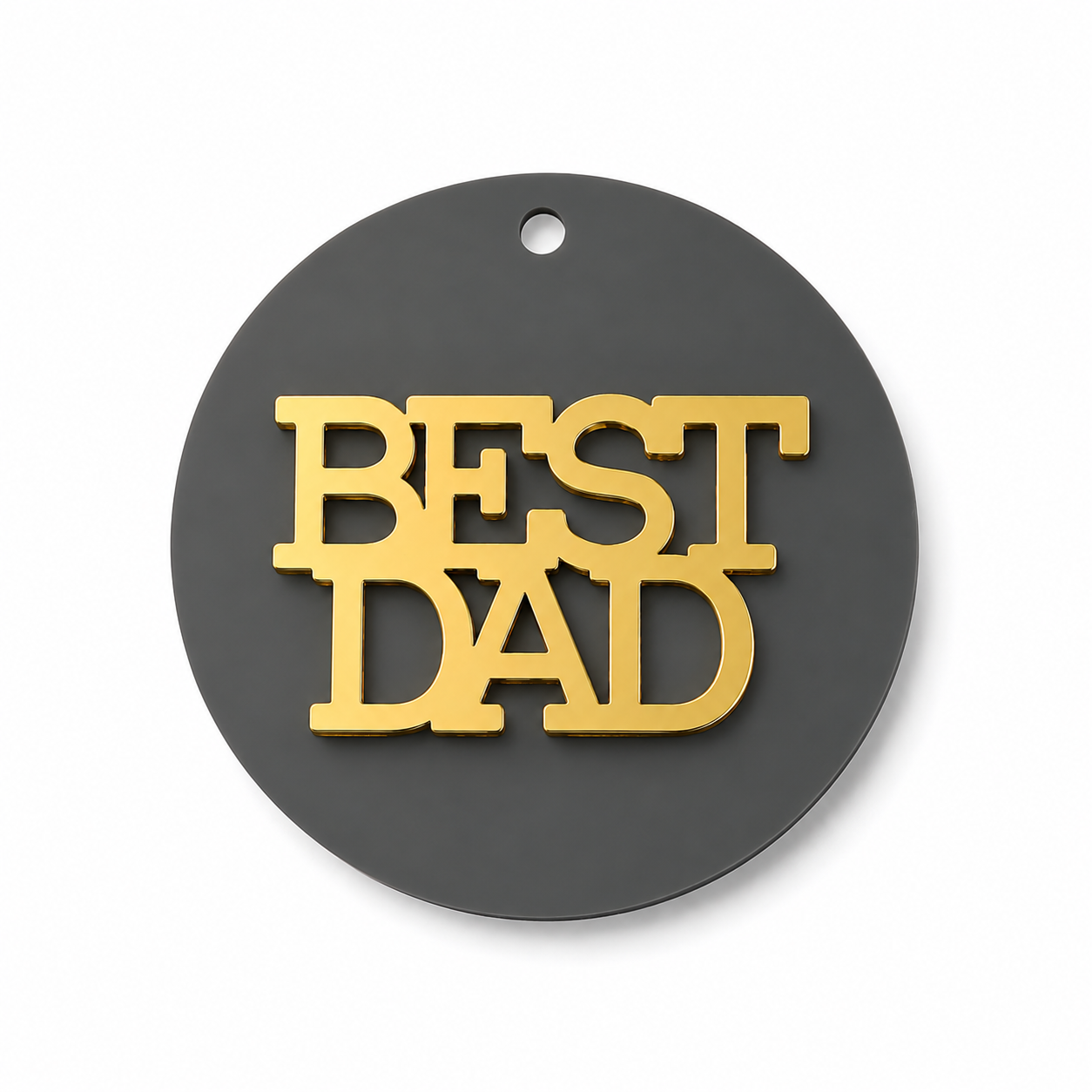 Στρογγυλό plexiglass στοιχείο Best Dad 6cm με χρυσό καθρέφτη σε μαύρο, μπλε και σκούρο γκρι χρώμα για μπρελόκ και χειροποίητες κατασκευές So Cute Cut.