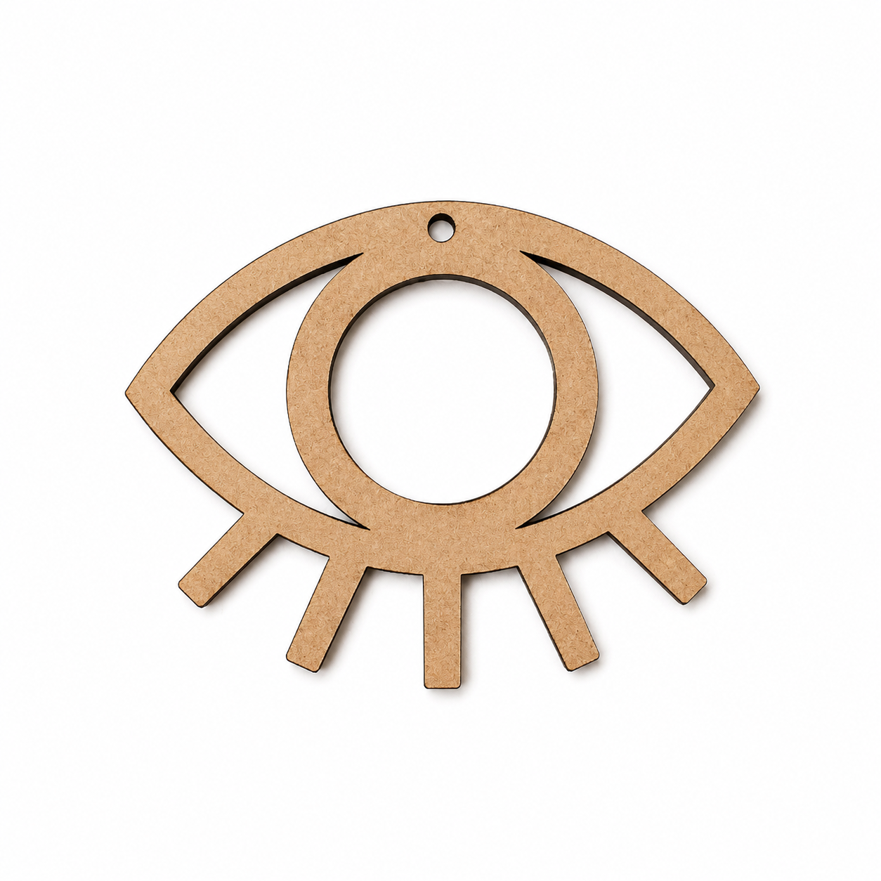 Boho Eye ξύλινο laser cut στοιχείο με βλεφαρίδες και κεντρικό κυκλικό άνοιγμα για DIY λαμπάδες, γούρια και προσωποποιημένες δημιουργίες – So Cute Cut.