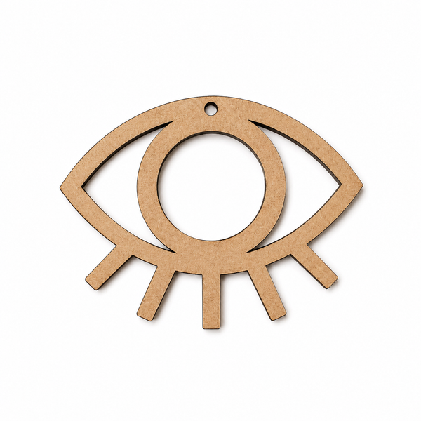 Boho Eye ξύλινο laser cut στοιχείο με βλεφαρίδες και κεντρικό κυκλικό άνοιγμα για DIY λαμπάδες, γούρια και προσωποποιημένες δημιουργίες – So Cute Cut.