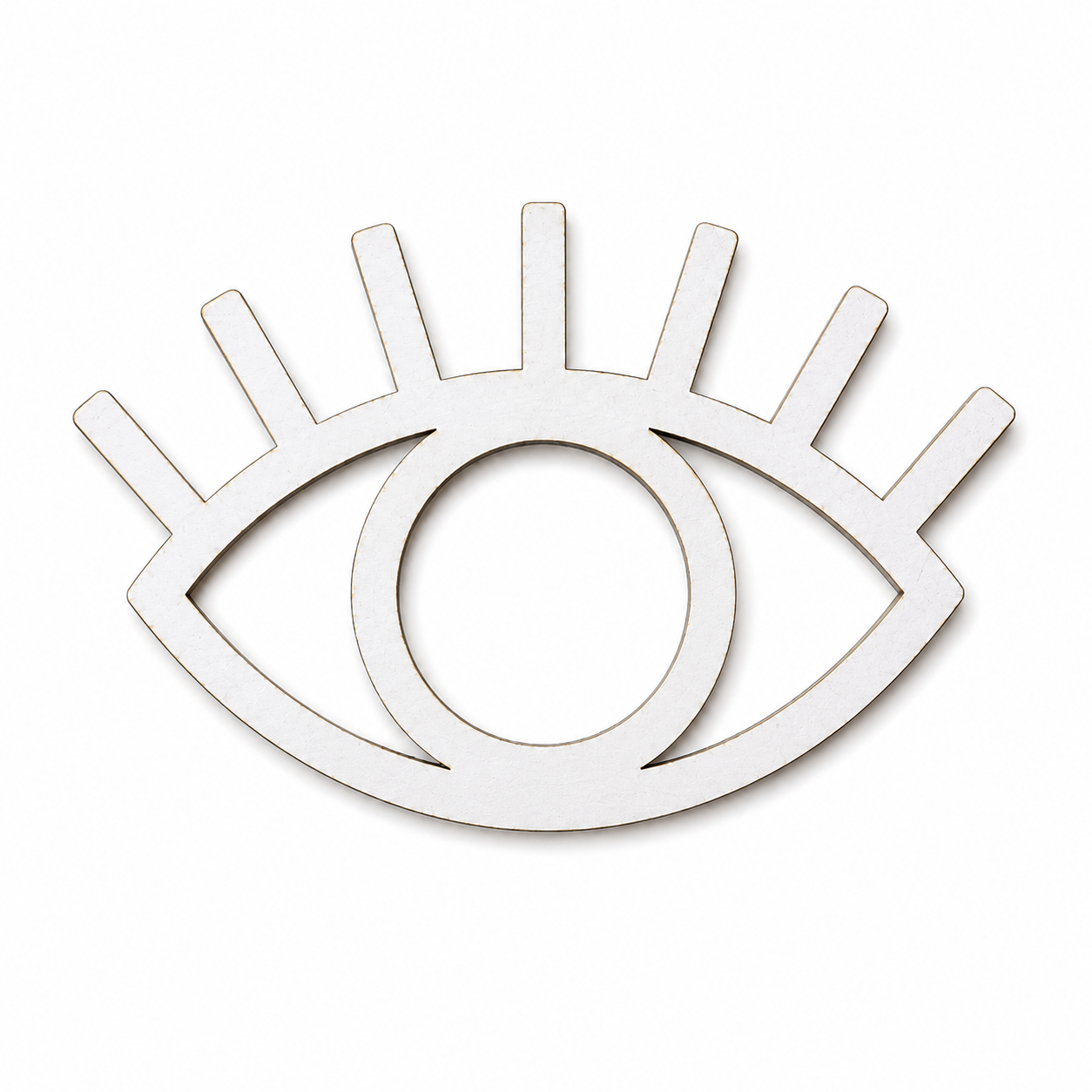 Ξύλινο laser cut στοιχείο Boho Eye with Lashes με βλεφαρίδες και κεντρικό κυκλικό άνοιγμα για DIY λαμπάδες, γούρια, μπομπονιέρες και παιδικές δημιουργίες – So Cute Cut.
