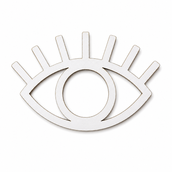 Ξύλινο laser cut στοιχείο Boho Eye with Lashes με βλεφαρίδες και κεντρικό κυκλικό άνοιγμα για DIY λαμπάδες, γούρια, μπομπονιέρες και παιδικές δημιουργίες – So Cute Cut.