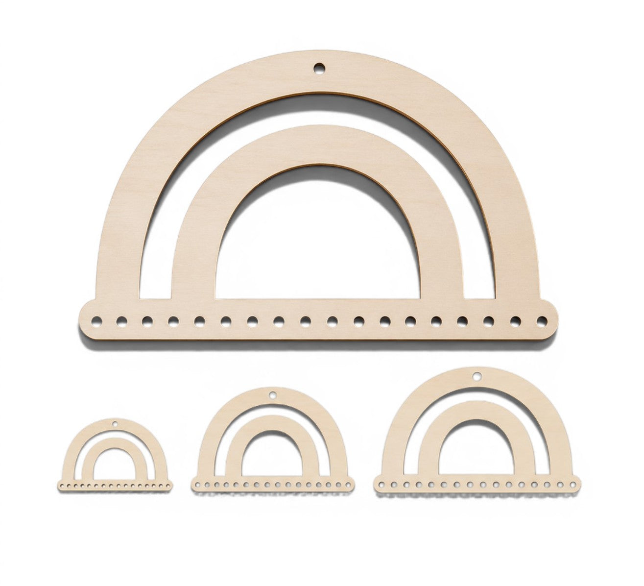 Boho ουράνιο τόξο από MDF σημύδα ή λευκό MDF με τρύπες στη βάση για δημιουργία wall hanging και μακραμέ από τη So Cute Cut.
