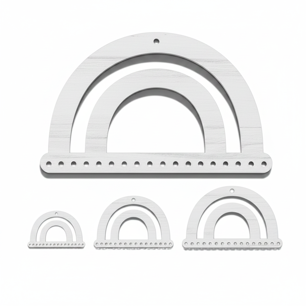 Boho ουράνιο τόξο από MDF σημύδα ή λευκό MDF με τρύπες στη βάση για δημιουργία wall hanging και μακραμέ από τη So Cute Cut.
