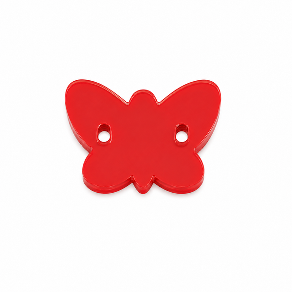 Ακρυλικό πλέξι μοτίφ πεταλούδα με δύο τρύπες για μαρτάκια, βραχιόλια, κοσμήματα και χειροποίητες DIY δημιουργίες σε λευκό φόντο.
