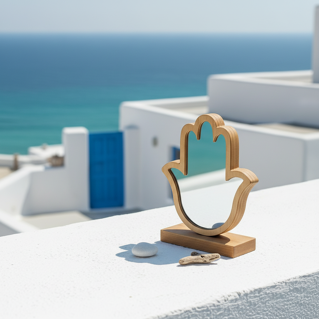 Επιτραπέζιο Διακοσμητικό Hamsa – Χρυσό & Ασημί Mirror