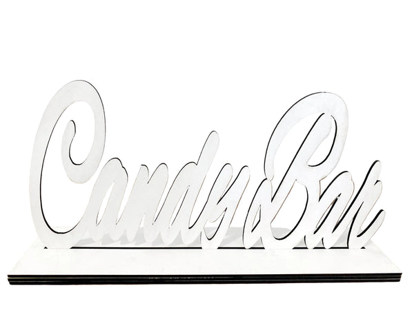 Ξύλινη επιτραπέζια επιγραφή Candy Bar με βάση - So Cute Cut