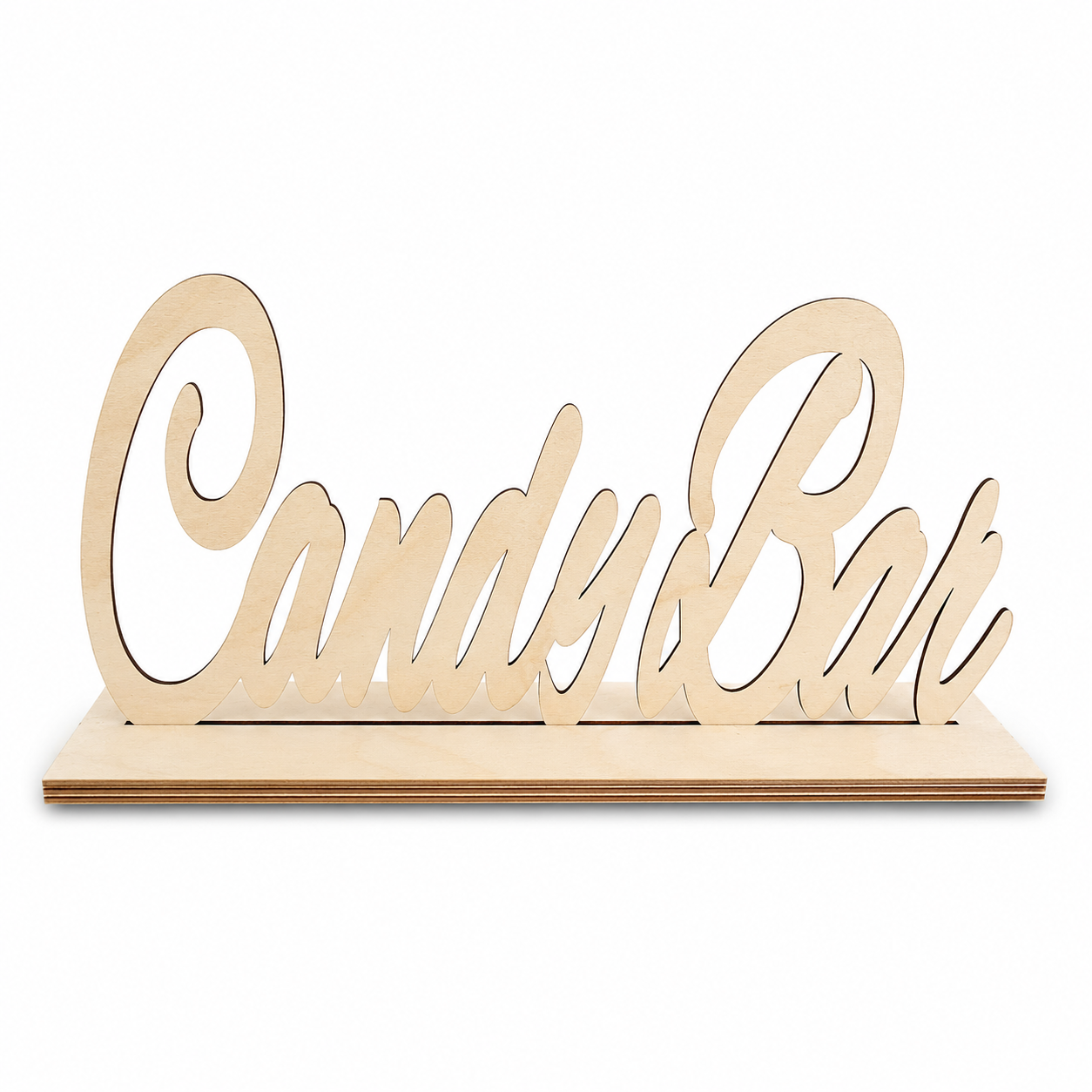 Ξύλινη επιτραπέζια επιγραφή Candy Bar με βάση από λευκό MDF ή φυσική σημύδα για διακόσμηση candy bar