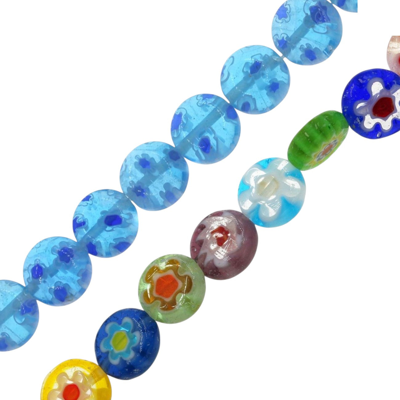 Χάντρα Γυάλινη Millefiori Δίσκος Πλακέ 8mm σε συσκευασία 90 τεμαχίων - So Cute Cut