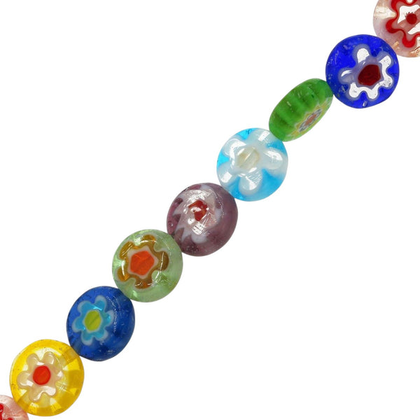 Χάντρα Γυάλινη Millefiori Δίσκος Πλακέ 8mm σε συσκευασία 90 τεμαχίων - So Cute Cut