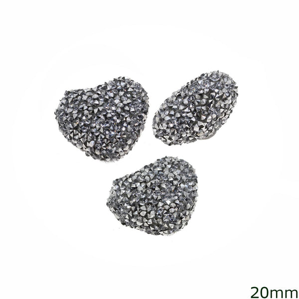 Χάνδρες Shamballa Καρδιά 20mm σε συσκευασία 10 τεμαχίων - So Cute Cut