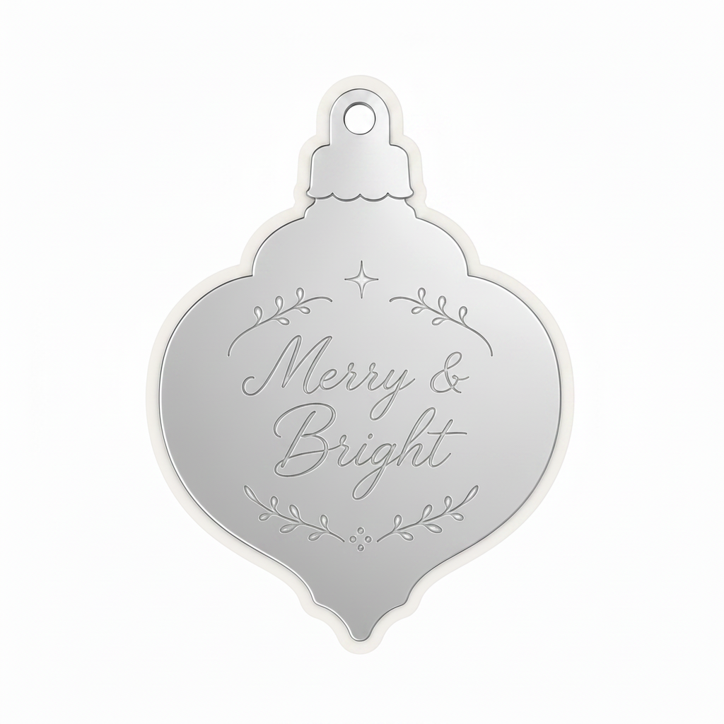 Διπλή χριστουγεννιάτικη μπάλα Merry & Bright από plexiglass καθρέφτη με λευκή πλάτη