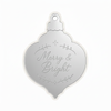 Διπλή χριστουγεννιάτικη μπάλα Merry & Bright από plexiglass καθρέφτη με λευκή πλάτη
