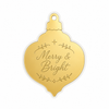 Διπλή χριστουγεννιάτικη μπάλα Merry & Bright από plexiglass καθρέφτη με λευκή πλάτη