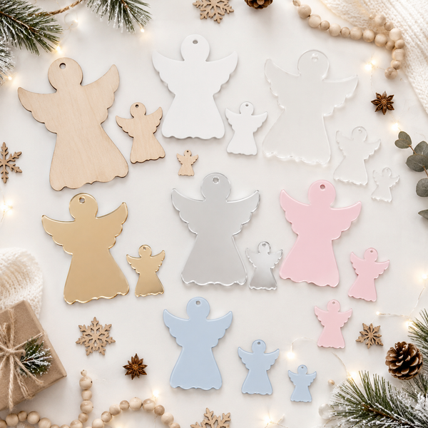 Classic Angel Laser Cut Shape της So Cute Cut από MDF, πλεξιγκλάς και καθρέφτη για χριστουγεννιάτικες κατασκευές, γούρια και DIY δημιουργίες.