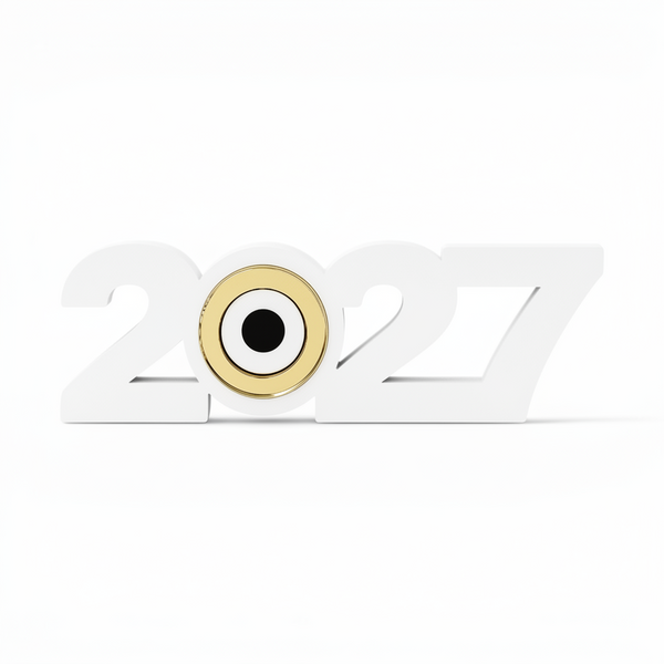 Χειροποίητο γούρι 2027 με ενσωματωμένο μάτι από καθρέφτη,  για εταιρικά δώρα και διακόσμηση νέας χρονιάς, So Cute Cut