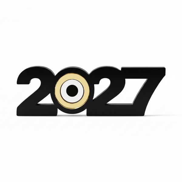 Χειροποίητο γούρι 2027 με ενσωματωμένο μάτι από καθρέφτη,  για εταιρικά δώρα και διακόσμηση νέας χρονιάς, So Cute Cut