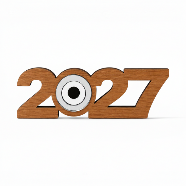 Χειροποίητο γούρι 2027 με ενσωματωμένο μάτι από καθρέφτη,  για εταιρικά δώρα και διακόσμηση νέας χρονιάς, So Cute Cut
