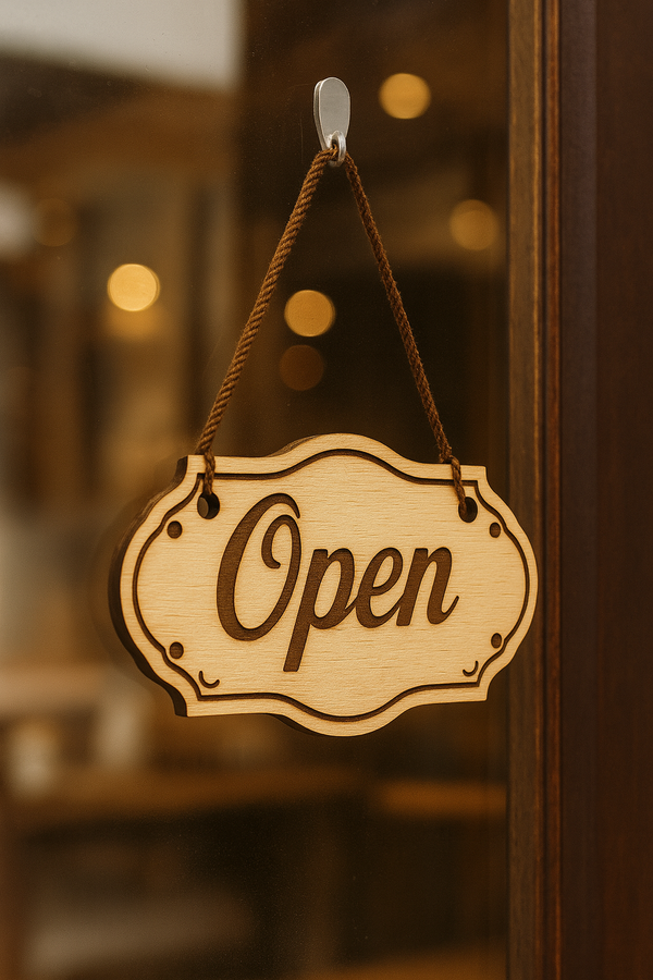 Ξύλινη Ταμπέλα Open / Closed Διπλής Όψης