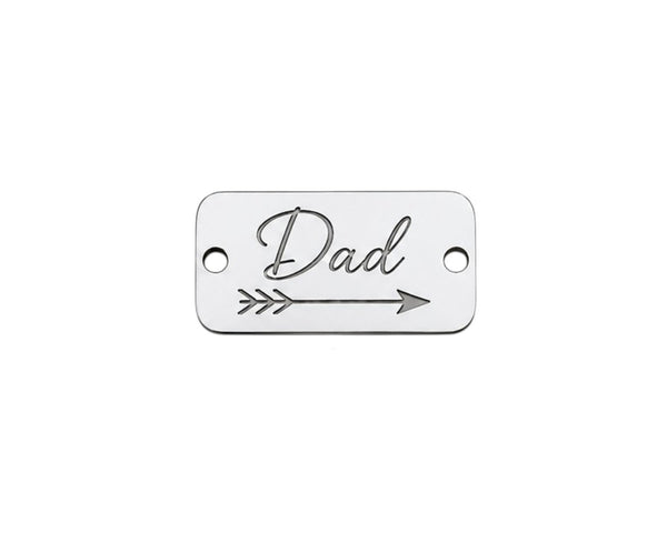Ορθογώνια στοιχεία βραχιολιού DAD Daddy και Μπαμπάς από ασημί καθρέφτη plexiglass με χάραξη laser