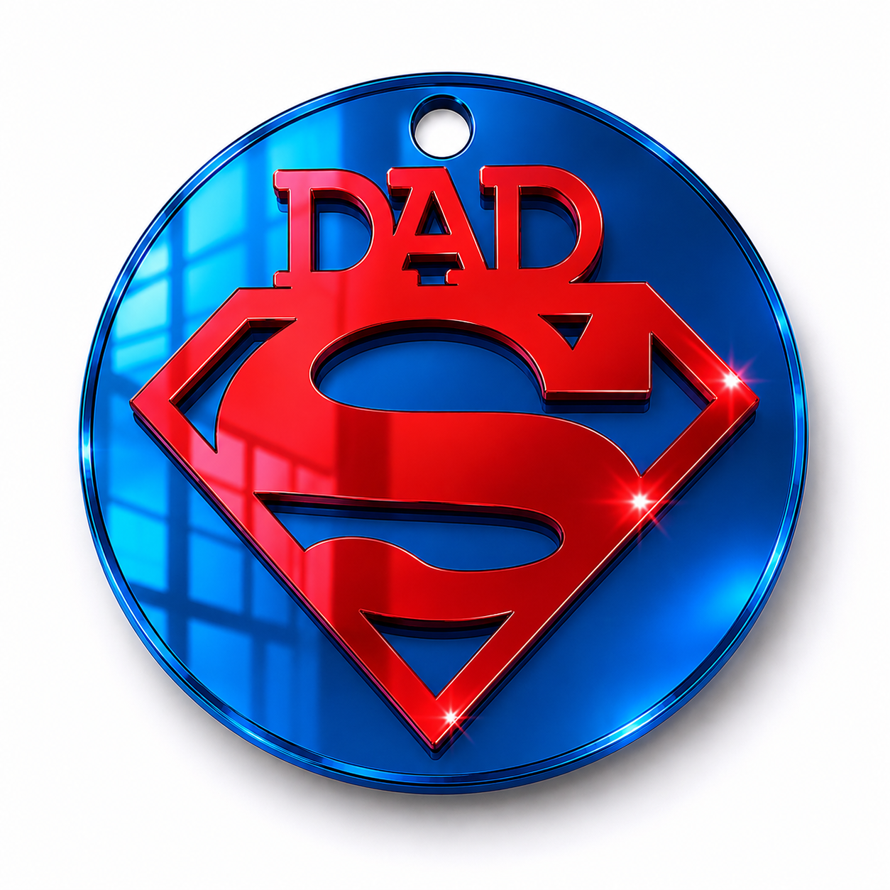 Ακρυλικό στρογγυλό κρεμαστό στοιχείο Dad Hero 6cm με συνδυασμό καθρεφτών plexiglass για μπρελόκ, λαμπάδες και χειροποίητες δημιουργίες So Cute Cut.