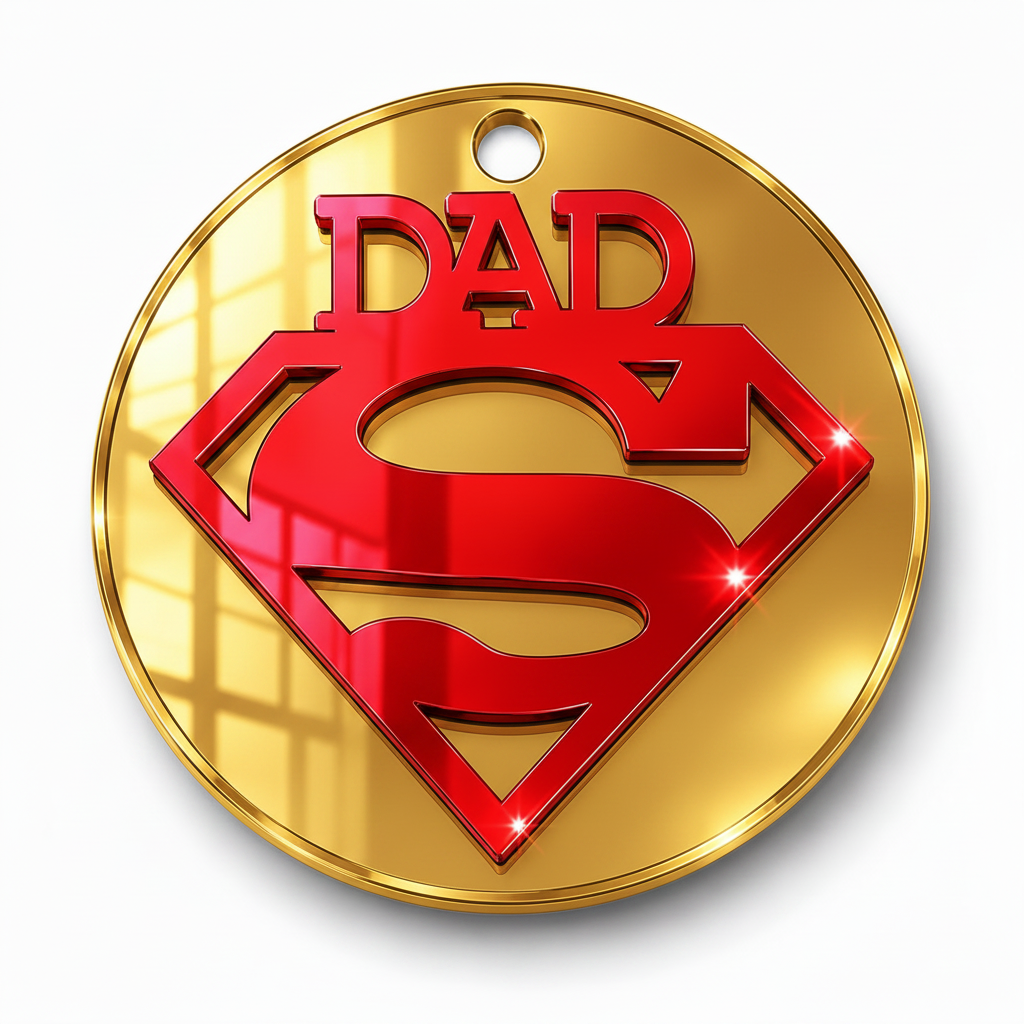 Ακρυλικό στρογγυλό κρεμαστό στοιχείο Dad Hero 6cm με συνδυασμό καθρεφτών plexiglass για μπρελόκ, λαμπάδες και χειροποίητες δημιουργίες So Cute Cut.