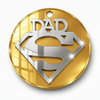 Ακρυλικό στρογγυλό κρεμαστό στοιχείο Dad Hero 6cm με συνδυασμό καθρεφτών plexiglass για μπρελόκ, λαμπάδες και χειροποίητες δημιουργίες So Cute Cut.