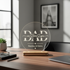 Φωτιστικό LED plexiglass DAD We Love You με χάραξη και προσωποποίηση ονομάτων παιδιών σε ξύλινη χειροποίητη βάση, so cute cut