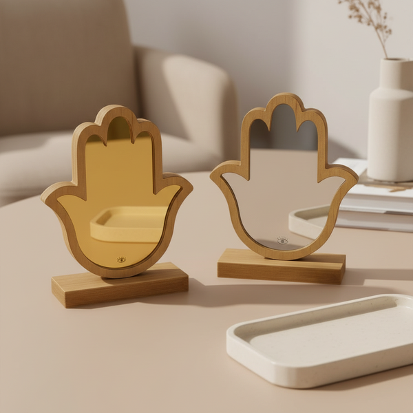 Επιτραπέζιο Διακοσμητικό Hamsa – Χρυσό & Ασημί Mirror